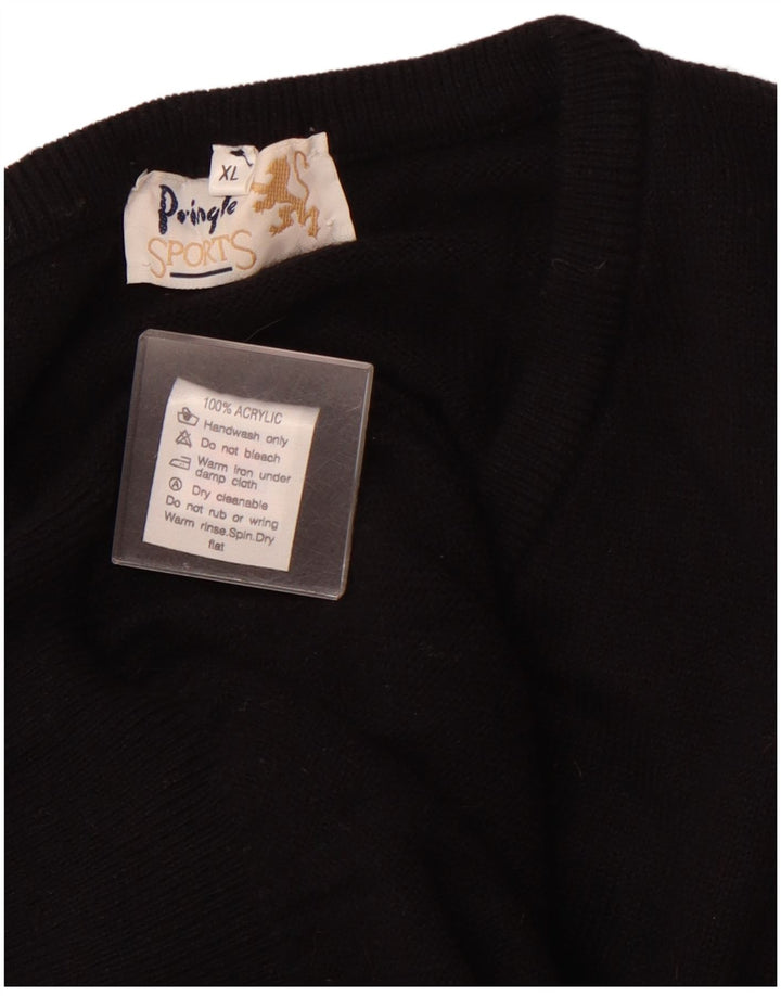 Suéter masculino PRINGLE com decote em V XL preto Argyle/acrílico diamante