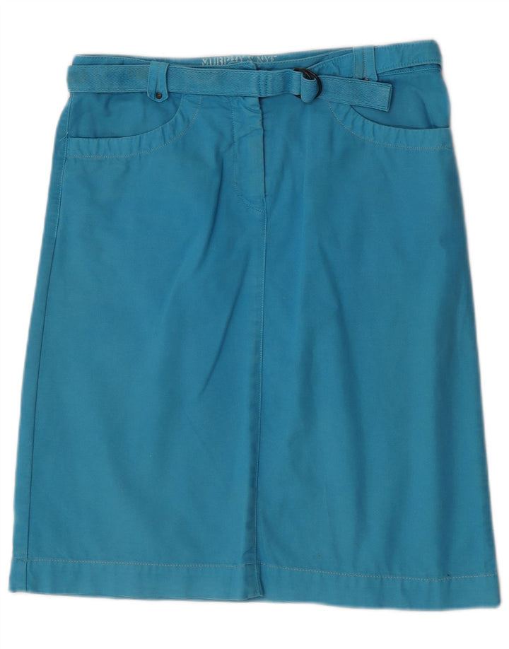 Saia reta feminina Murphy & Nye W30 algodão azul médio
