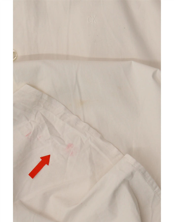 CALVIN KLEIN JEANS Mens Slim Fit Shirt Medium White Cotton Vintage Calvin Klein Jeans and Second-Hand Calvin Klein Jeans from Messina Hembry 