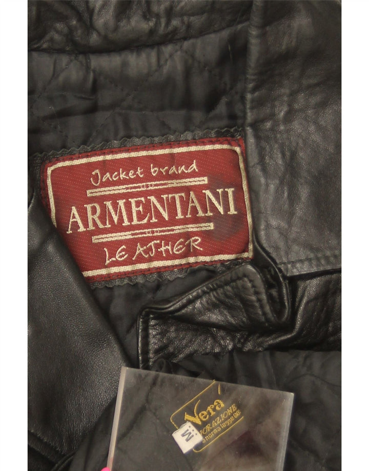 Jaqueta de couro feminina vintage Reino Unido 14 couro preto médio