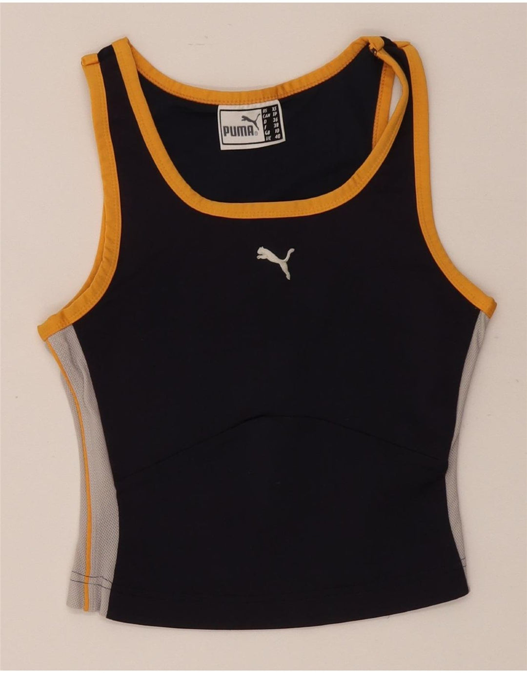 Puma Womens Crop Vest Top UK 10 Pequeno Preto Colourblock Poliéster