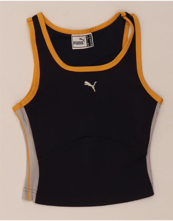Puma Womens Crop Vest Top UK 10 Pequeno Preto Colourblock Poliéster