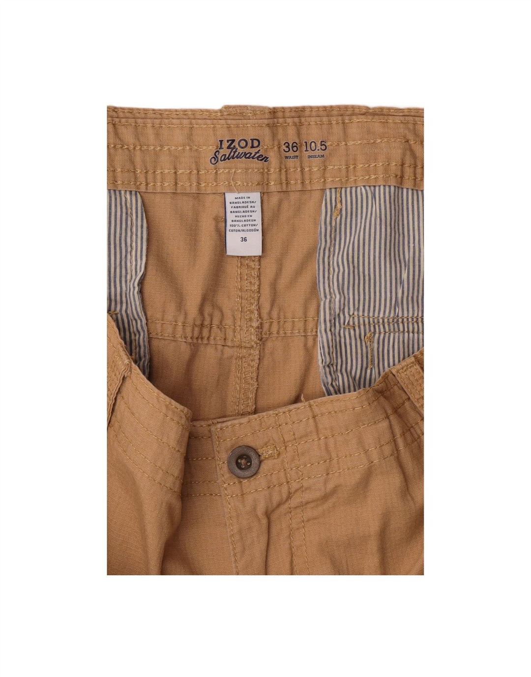 Shorts cargo masculino IZOD W36 grande algodão bege