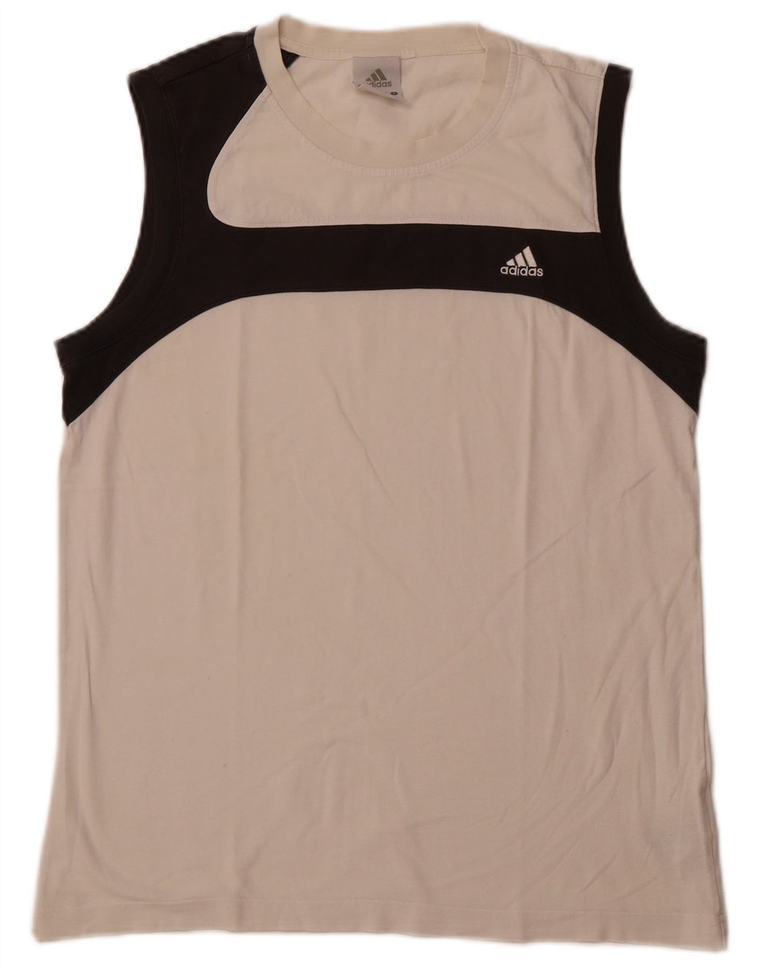Adidas Mens Colete Top Grande Branco Colourblock Algodão