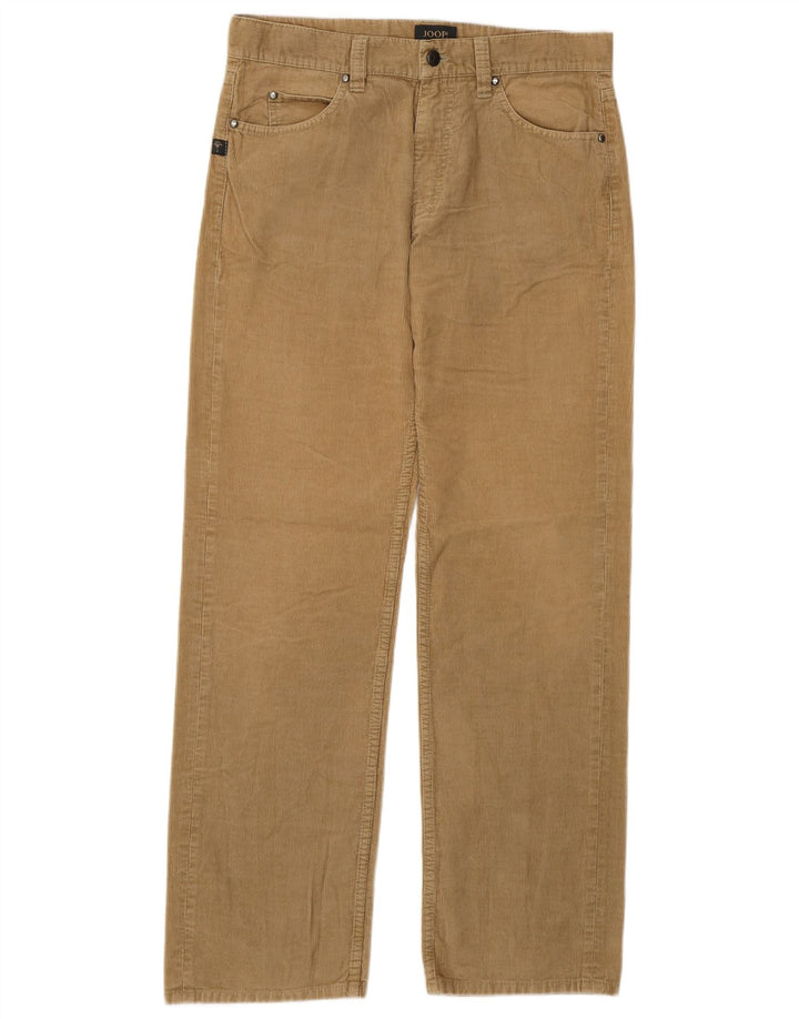 Calça masculina Joop reta de veludo cotelê W33 L32 bege
