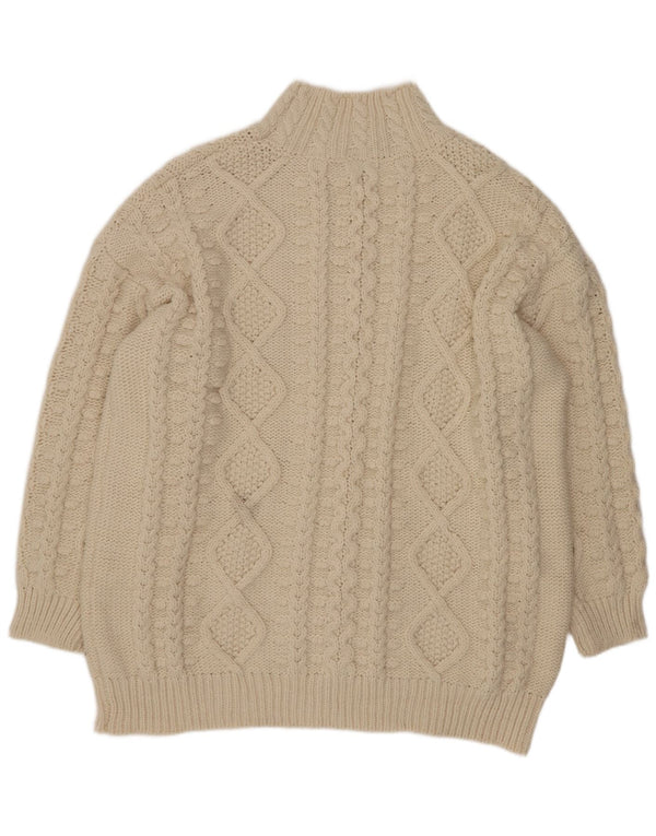 Zara Suéter feminino oversized com gola de tartaruga Reino Unido 16 grande bege