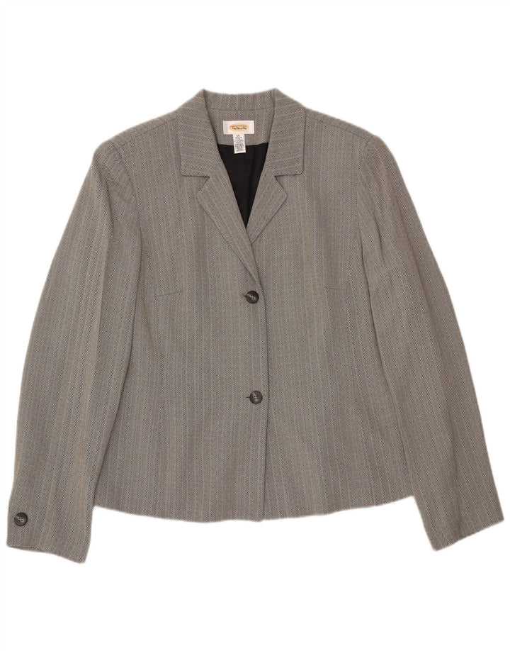 Talbots feminino com 2 botões e 2 peças conjunto Reino Unido 16 grande W34 L30 espinha de peixe cinza