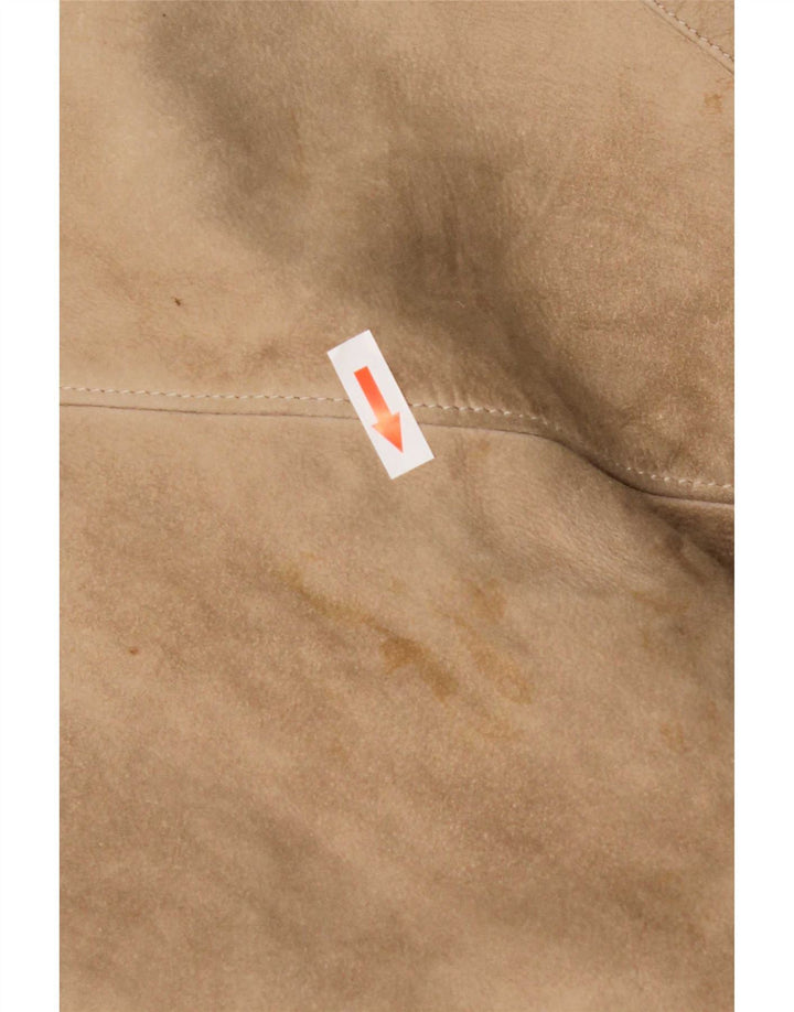 Casaco feminino vintage manga 3/4 shearling UK 14 bege médio