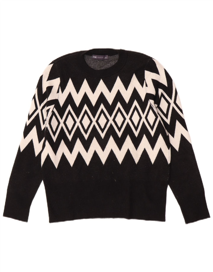 Suéter feminino Marks & Spencer com gola redonda Reino Unido 14 médio preto