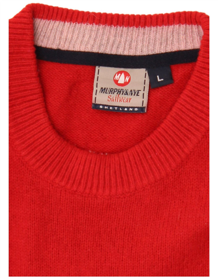 Murphy & Nye Suéter masculino com gola redonda grande vermelho