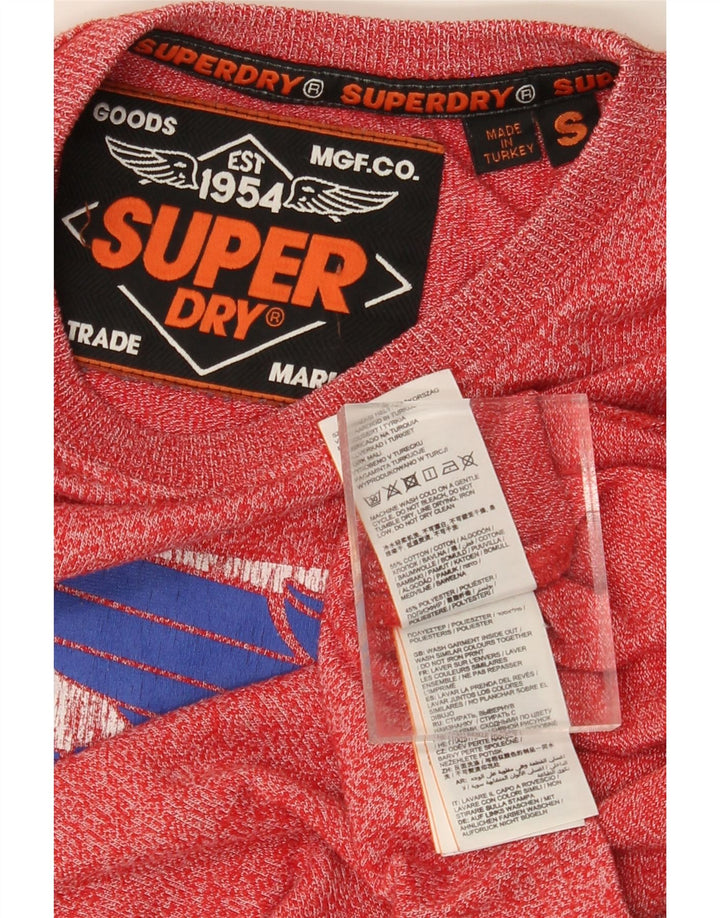 Camiseta masculina Superdry com estampa gráfica pequena de algodão manchado vermelho