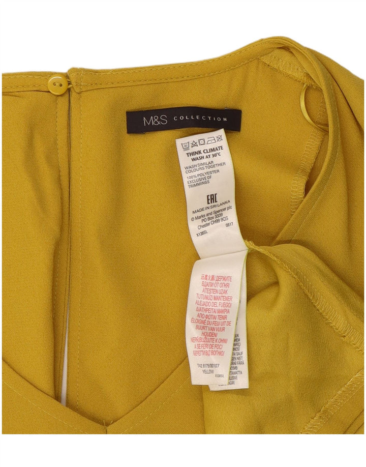 Vestido feminino Marks & Spencer A-Line UK 12 poliéster amarelo médio
