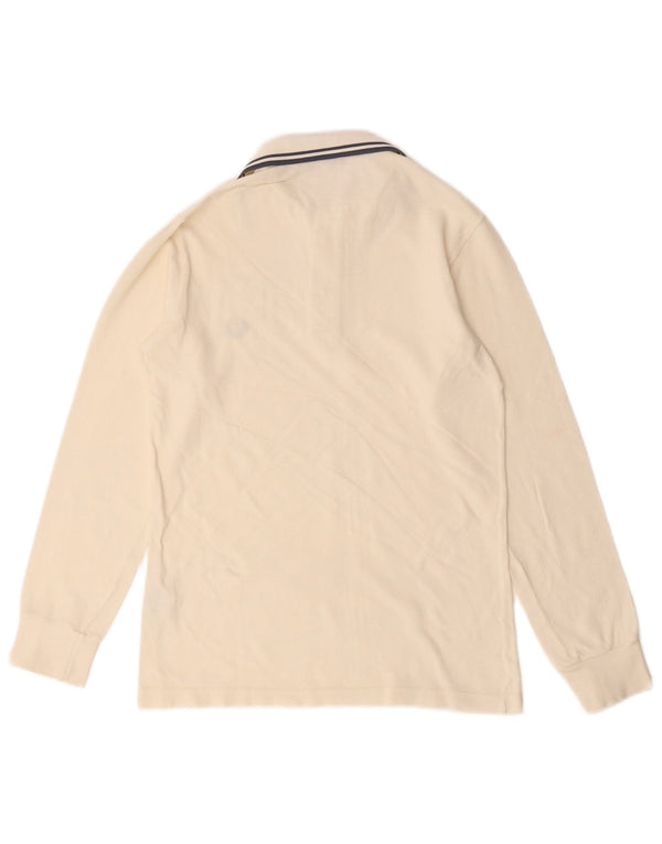 Camisa polo masculina de manga comprida Fred Perry 11-12 anos algodão branco