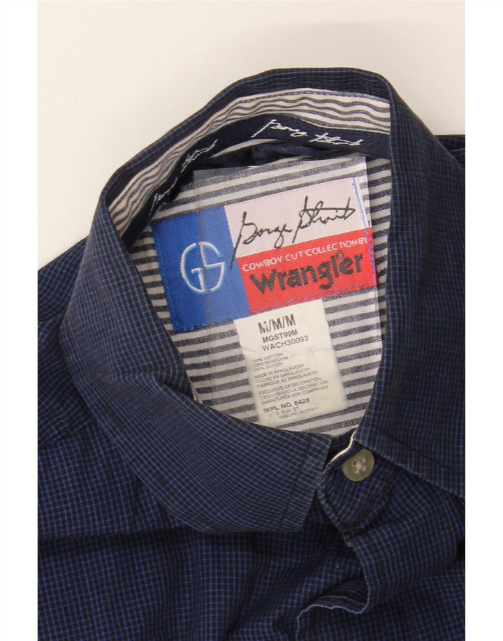 WRANGLER Mens Shirt Medium Navy Blue Check Cotton Vintage Wrangler and Second-Hand Wrangler from Messina Hembry 
