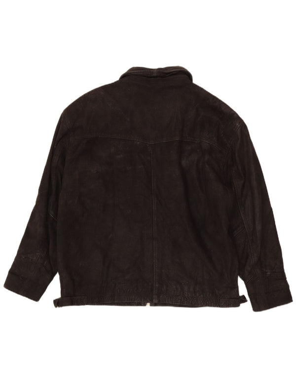 Jaqueta de couro masculina vintage UK 40 grande marrom
