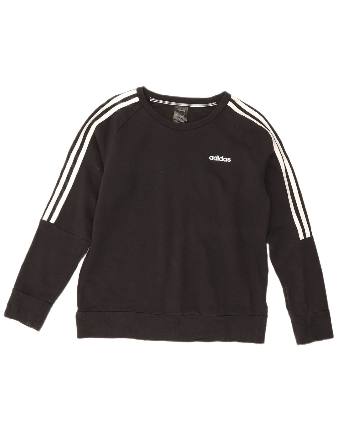 Adidas Womens Sweatshirt Jumper UK 12/14 Médio Algodão Preto