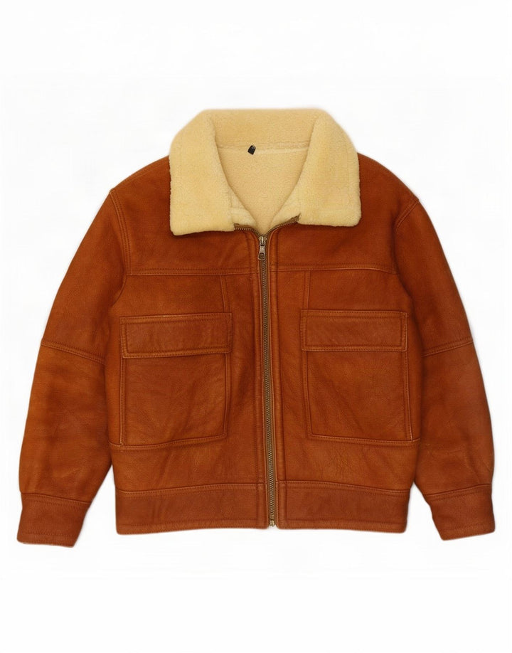 Jaqueta masculina vintage de shearling IT 50 grande marrom