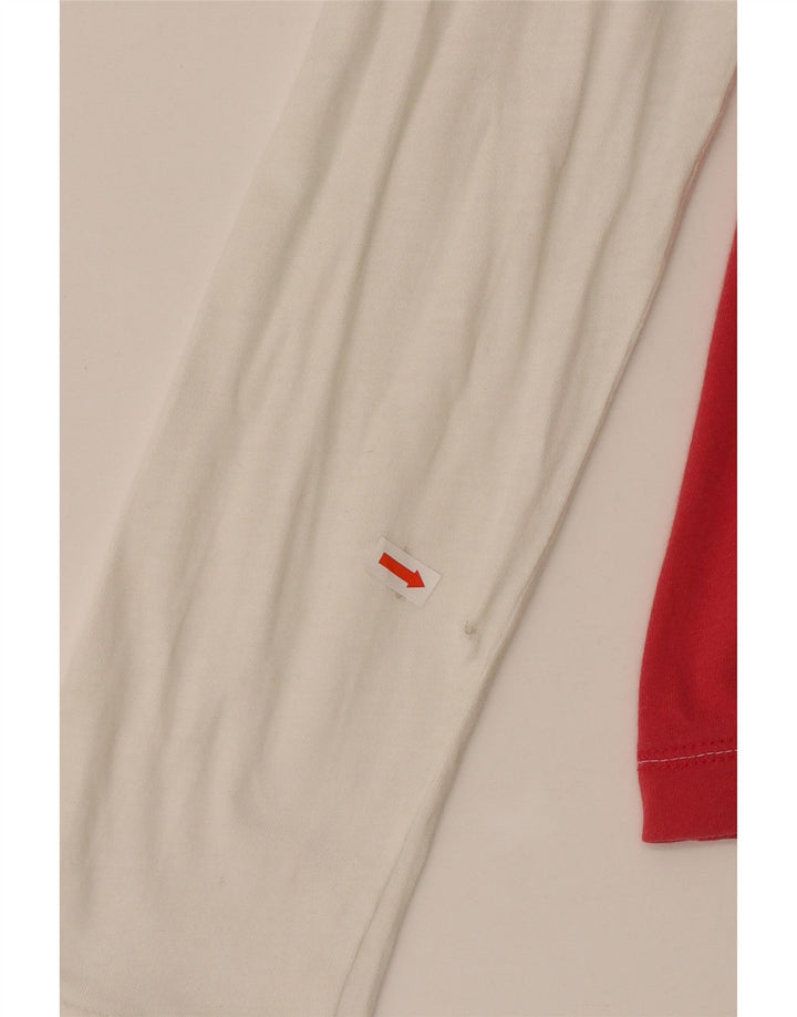 Top gráfico com capuz feminino NIKE manga comprida Reino Unido 14/16 grande bloco colorido vermelho