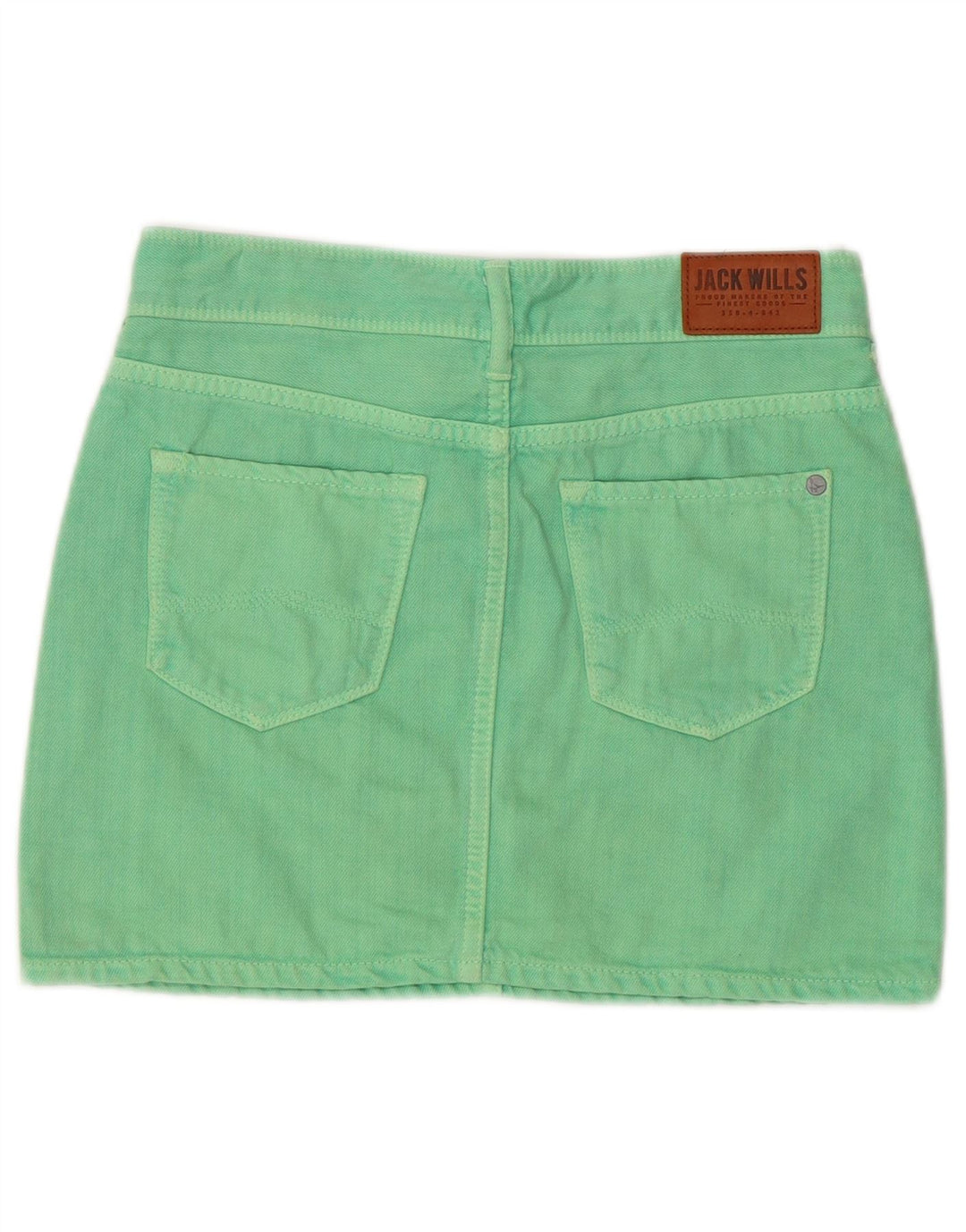 Saia jeans feminina JACK WILLS Reino Unido 4 XS W26 algodão verde