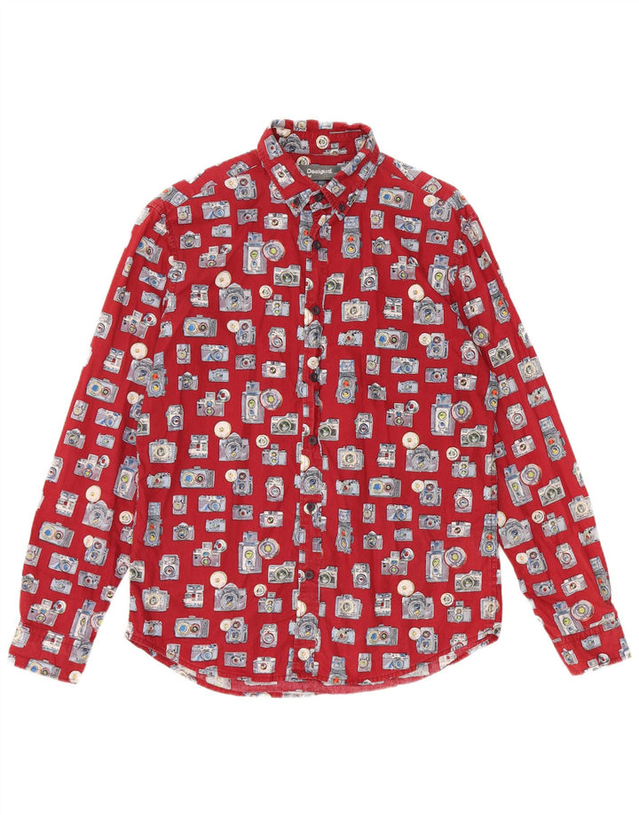 Camisa masculina Desigual Padrão Abstrato Regular Fit Médio Algodão Borgonha