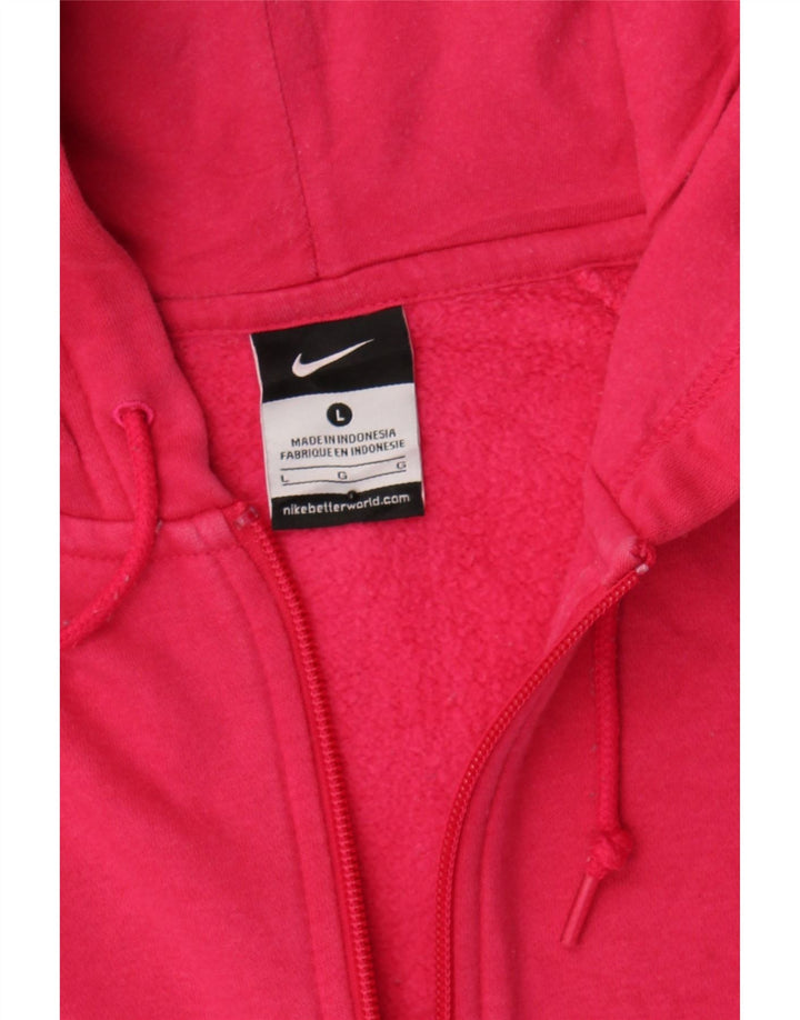 NIKE Womens Zip Hoodie Sweater UK 16 Large Pink Cotton Vintage Nike and Second-Hand Nike from Messina Hembry 