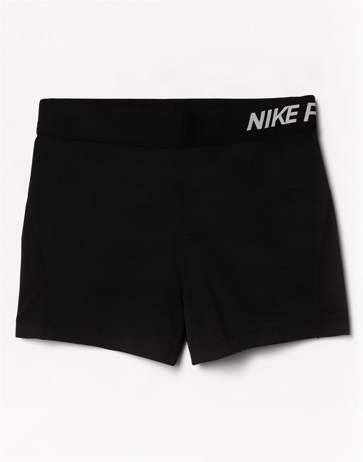 Shorts esportivos gráficos femininos Nike Dri Fit UK 8 pequenos poliéster preto
