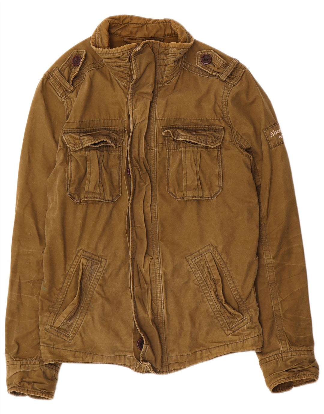 Jaqueta militar masculina ABERCROMBIE & FITCH UK 36 pequena cáqui