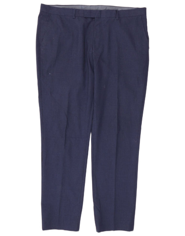 Calça masculina Marks & Spencer Super Slim Fit W38 L31 Azul Houndstooth