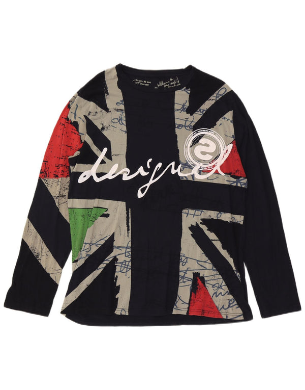 Desigual Womens Graphic Top Long Sleeve UK 20 2XL Black
