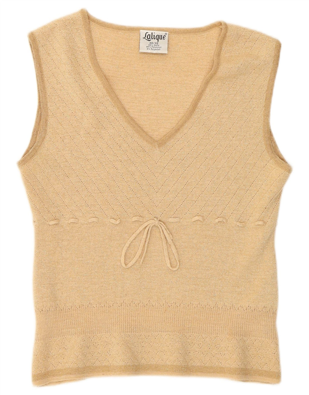 Colete feminino vintage regata IT 40/42 pequena lã bege
