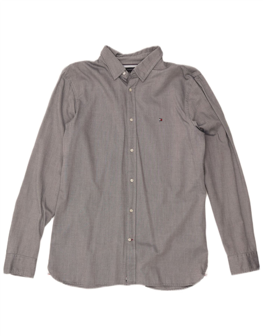 Camisa masculina TOMMY HILFIGER slim fit grande algodão cinza