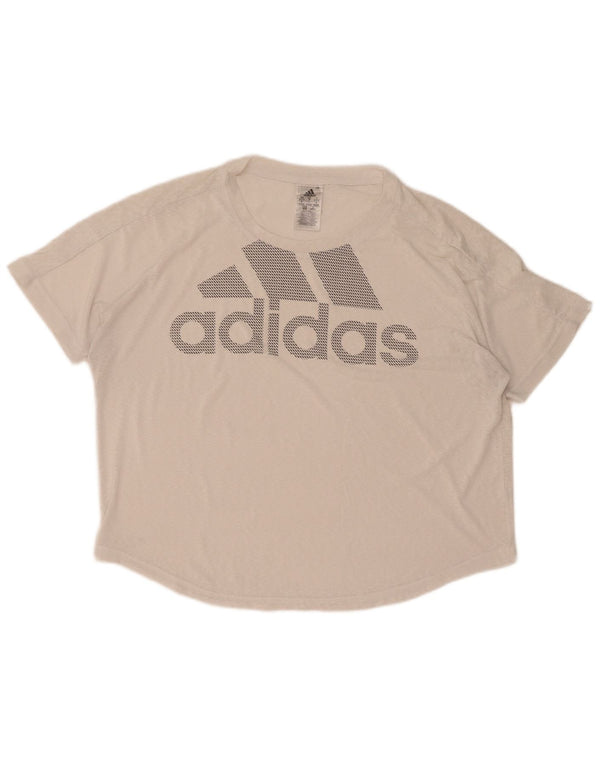 Camiseta Adidas Feminina Climalite Oversized Graphic Top UK 12/14 Médio Branco