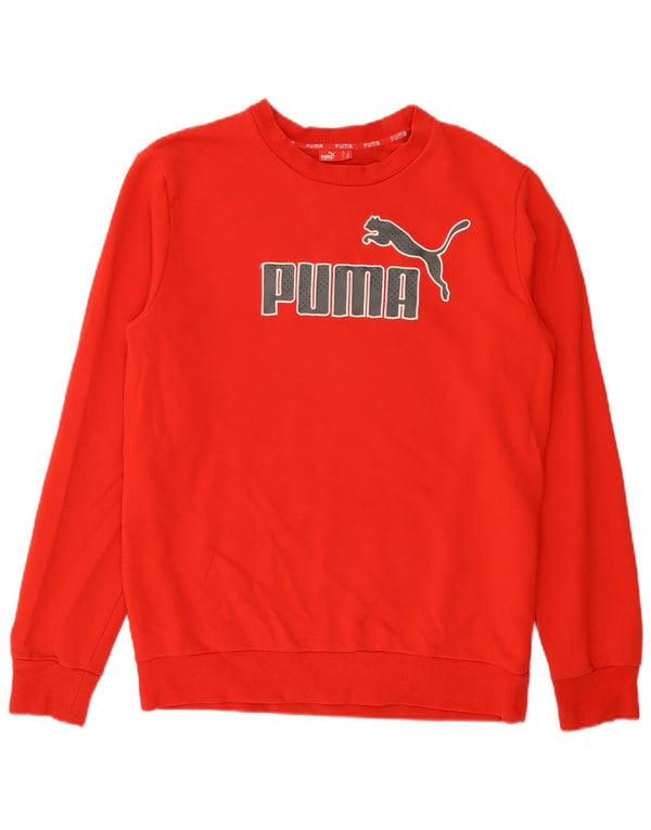 Puma Mens Graphic Moletom Jumper Médio Algodão Vermelho