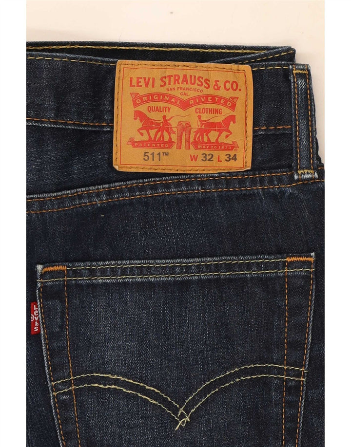 Levi's Masculino 511 Slim Jeans W32 L34 Azul Marinho Algodão