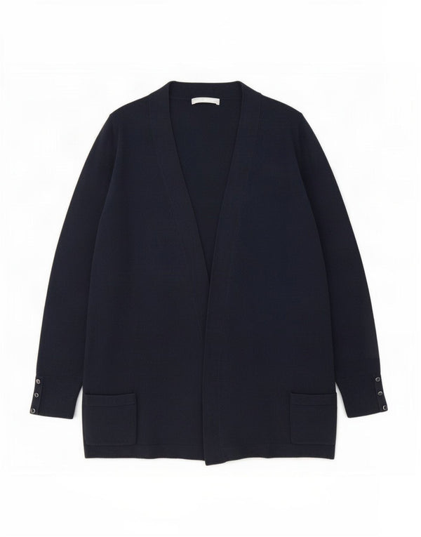 Suéter cardigã aberto com palangre feminino Marks & Spencer Reino Unido 16 grande azul marinho