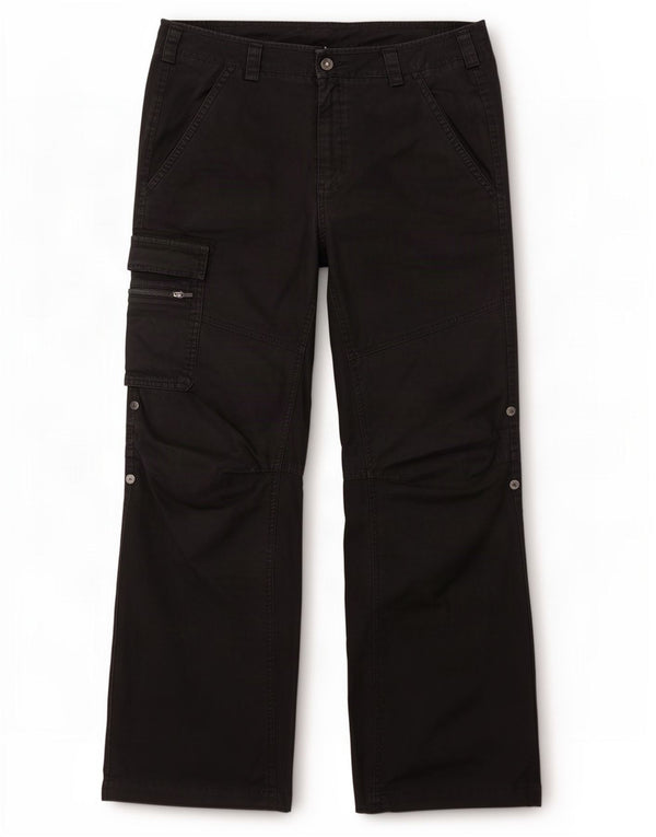 Calça Adidas Bootcut Cargo Feminina UK 10 Pequena W27 L30 Algodão Preto