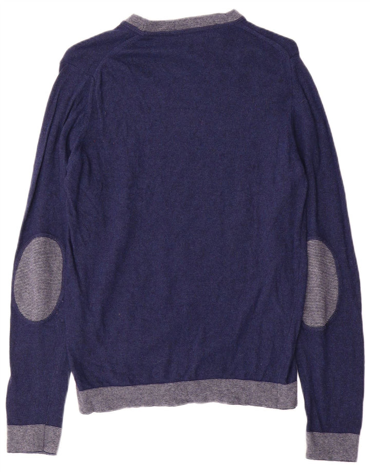 Suéter masculino Refrigiwear com gola canoa médio azul marinho de lã colorblock