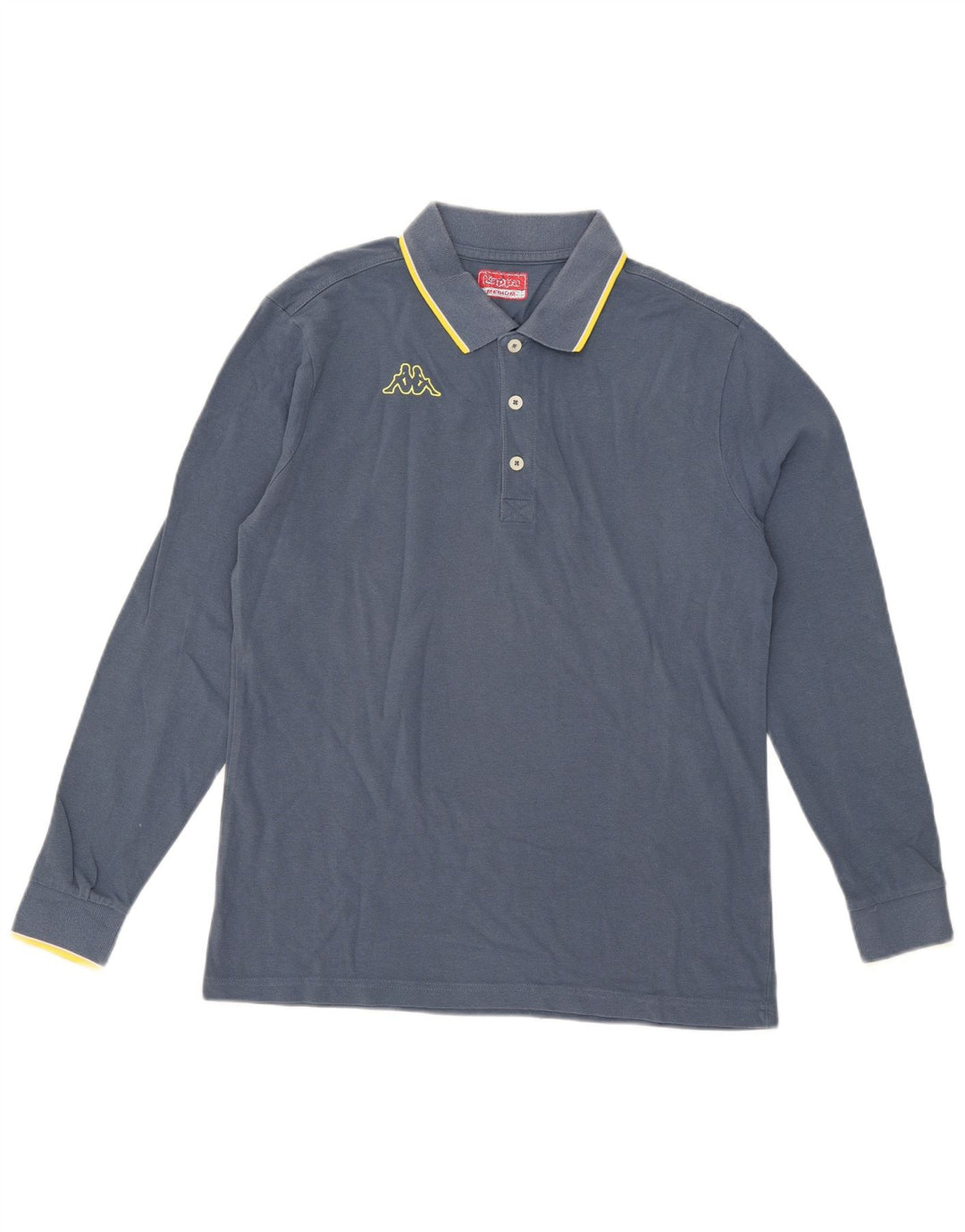 Camisa polo masculina de manga comprida Kappa azul médio