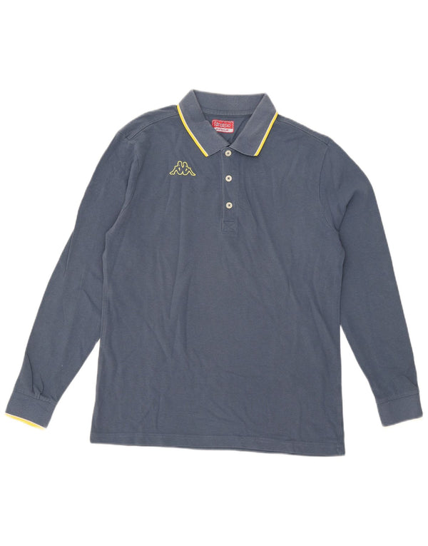 Camisa polo masculina de manga comprida Kappa azul médio