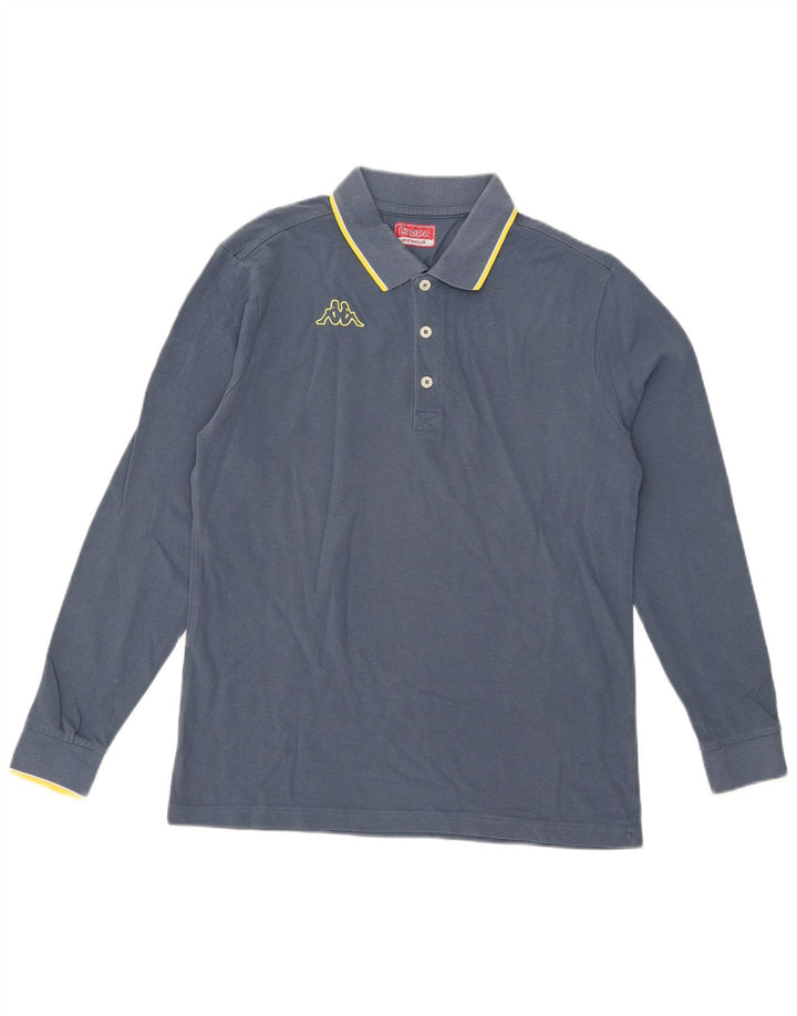Camisa polo masculina de manga comprida Kappa azul médio