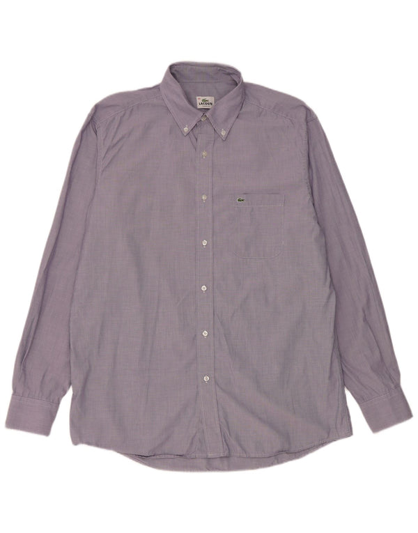 Camisa masculina Lacoste tamanho 43 grande algodão azul
