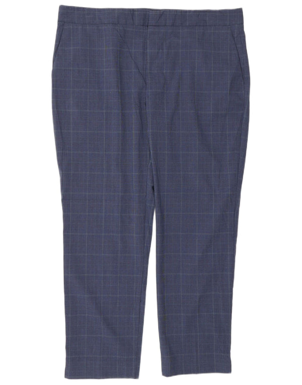 Calça feminina Zara de terno reto EU 44 XL W34 L27 Azul marinho Houndstooth
