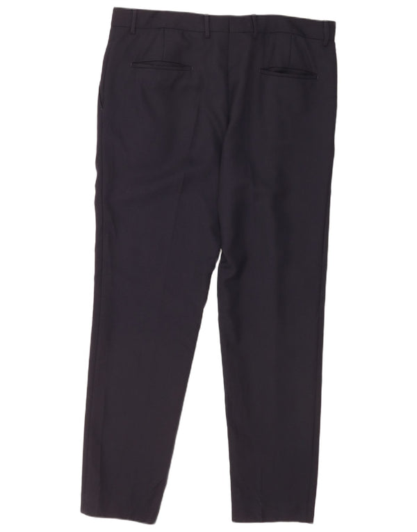 Calça masculina Hugo Boss Pegged Suit Reino Unido 54 2XL W38 L32 Poliéster azul marinho