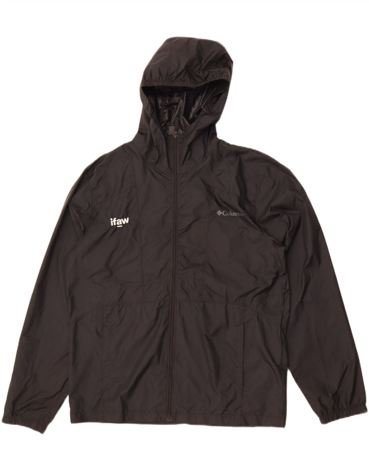 Jaqueta de chuva masculina Columbia com capuz UK 38 poliéster preto médio