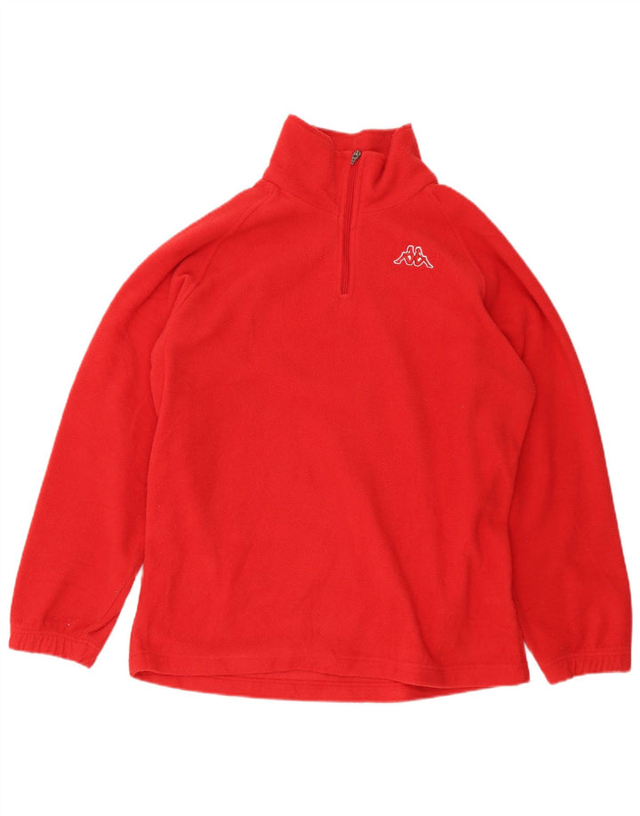 Kappa Mens Zip Neck Fleece Jumper Médio Poliéster Vermelho