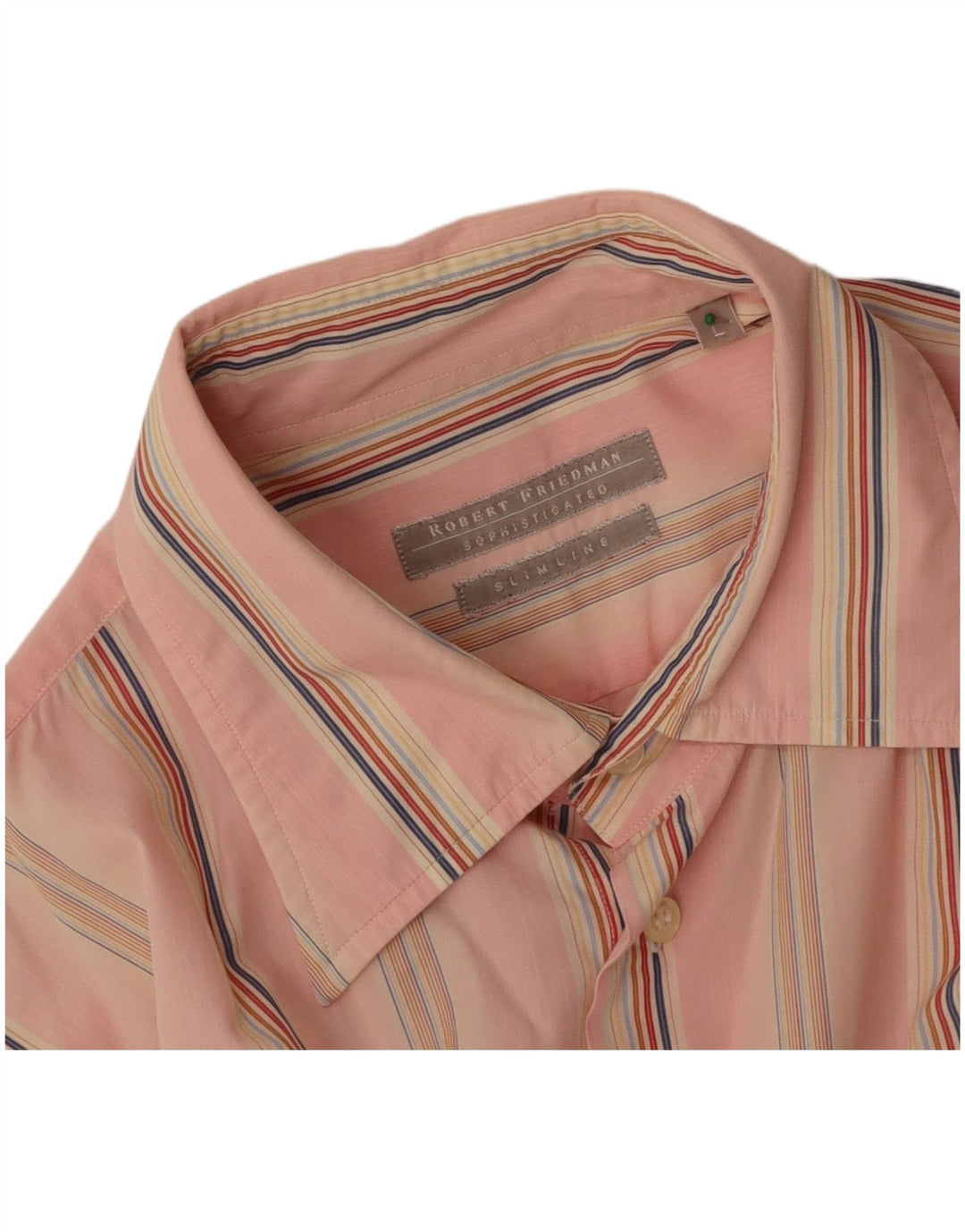 ROBERT FRIEDMAN Camisa masculina slim grande listrada rosa