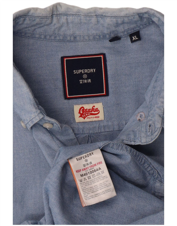 Camisa masculina Superdry XL azul algodão