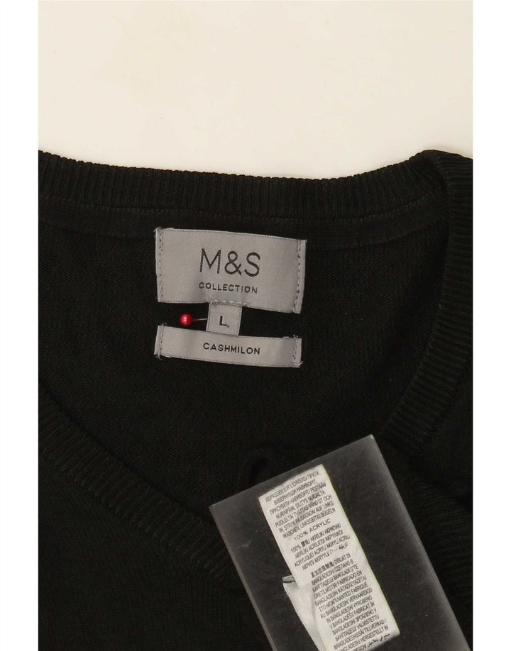 Suéter masculino Marks & Spencer com decote em V grande acrílico preto