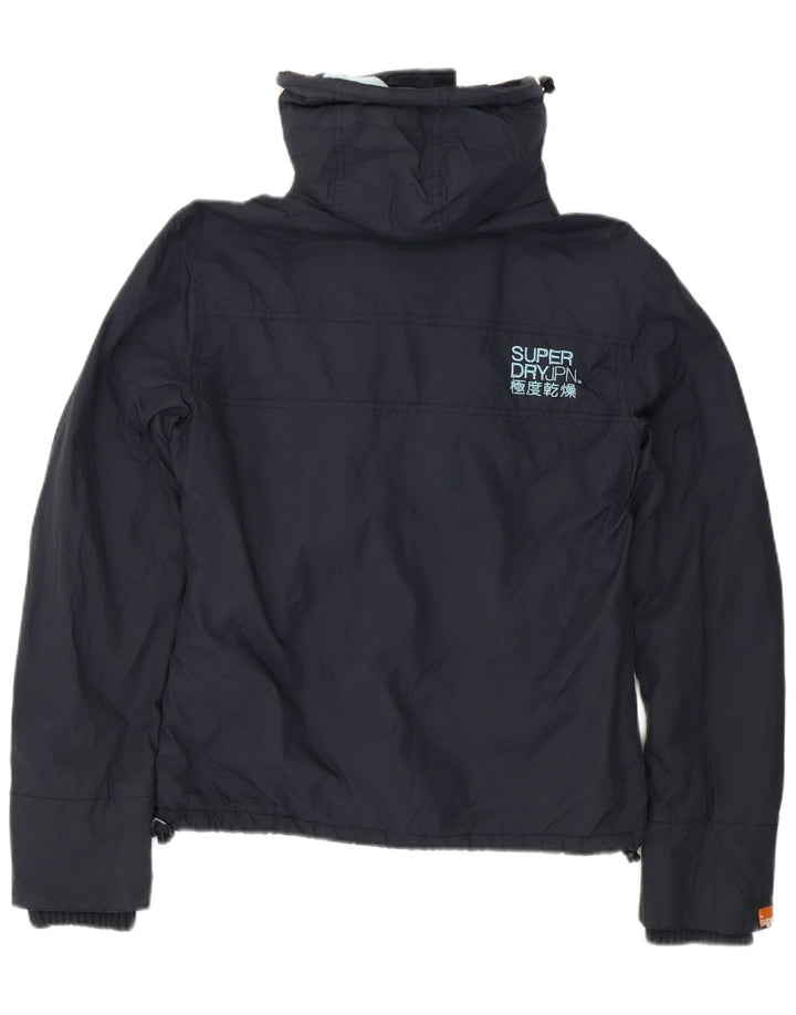 Jaqueta corta-vento feminina Superdry com capuz Reino Unido 14 médio azul marinho nylon