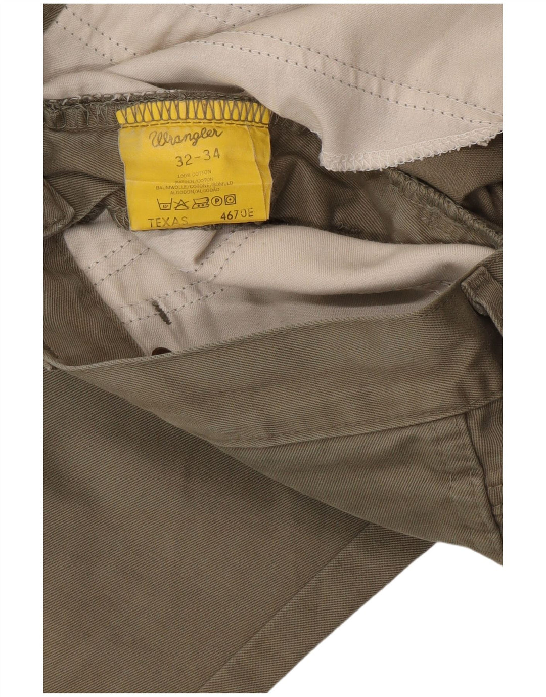 Calça casual reta Texas WRANGLER masculina W32 L34 algodão cáqui